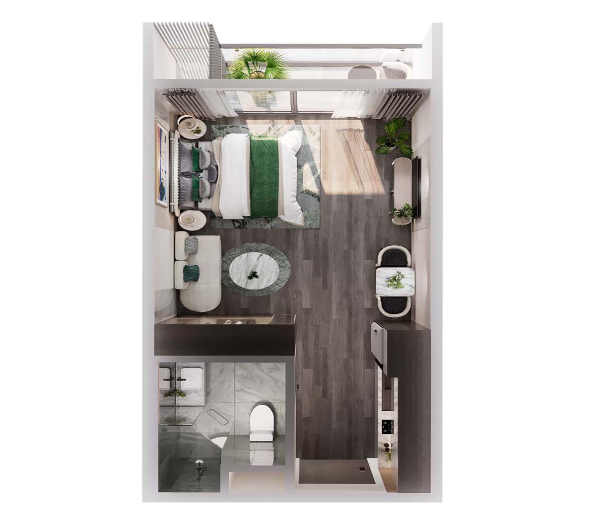 Layout căn hộ Studio MIK The Parkland Ocean Park 2