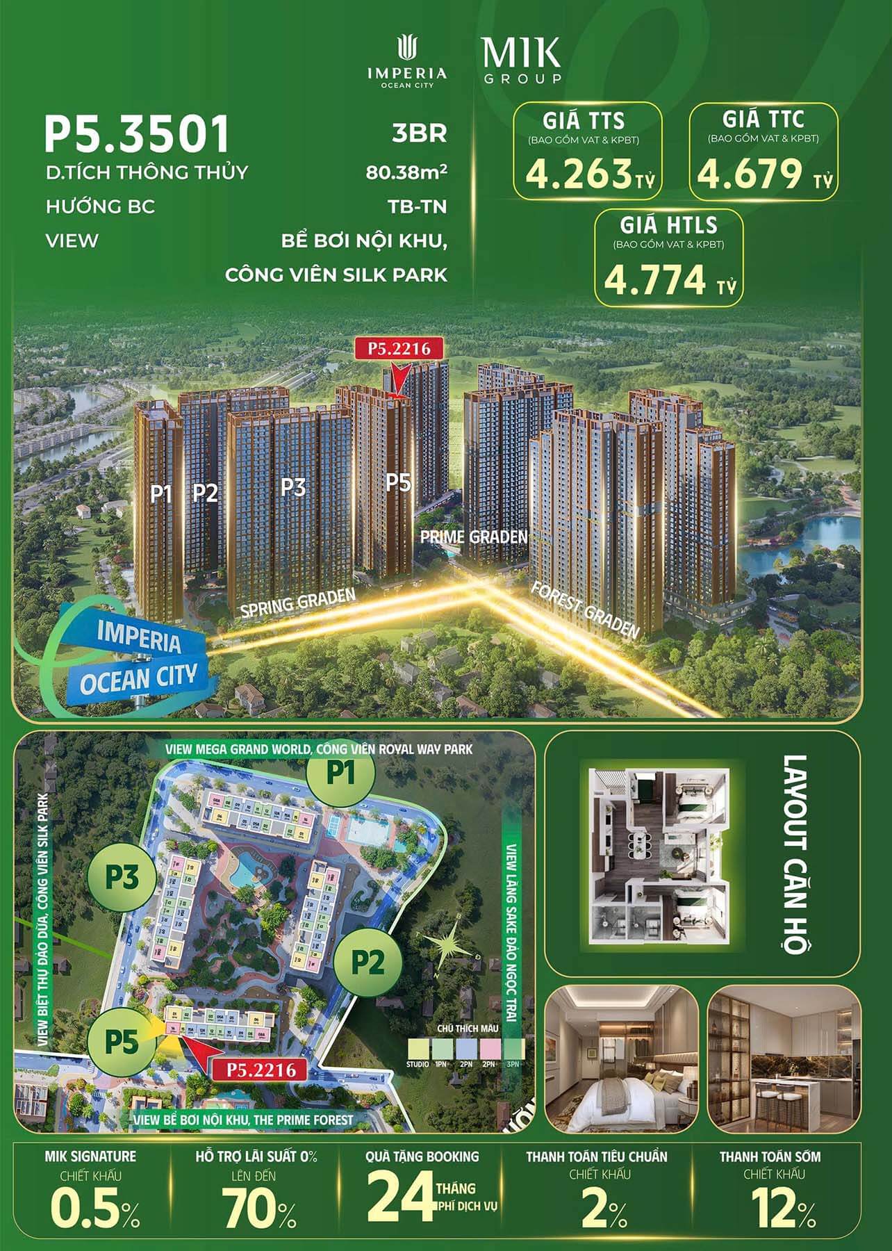 Cập nhật giá bán chung cư Ocean Park 2 mới nhất: Phân tích chi tiết phân khu The Parkland Giá bán căn 3 ngủ P5.3501 The Parkland Vinhomes Ocean Park 2