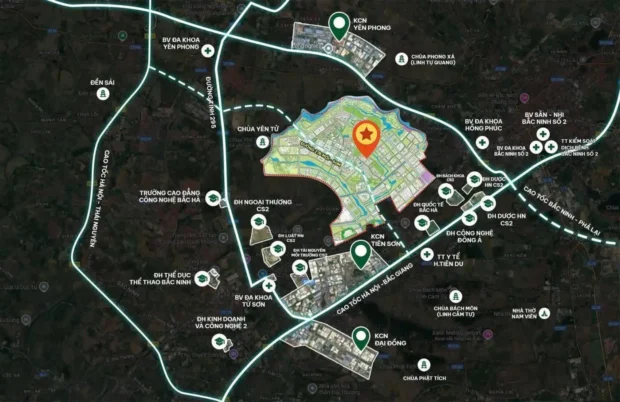 Vị trí kết nối vùng dự án Sun Bắc Ninh