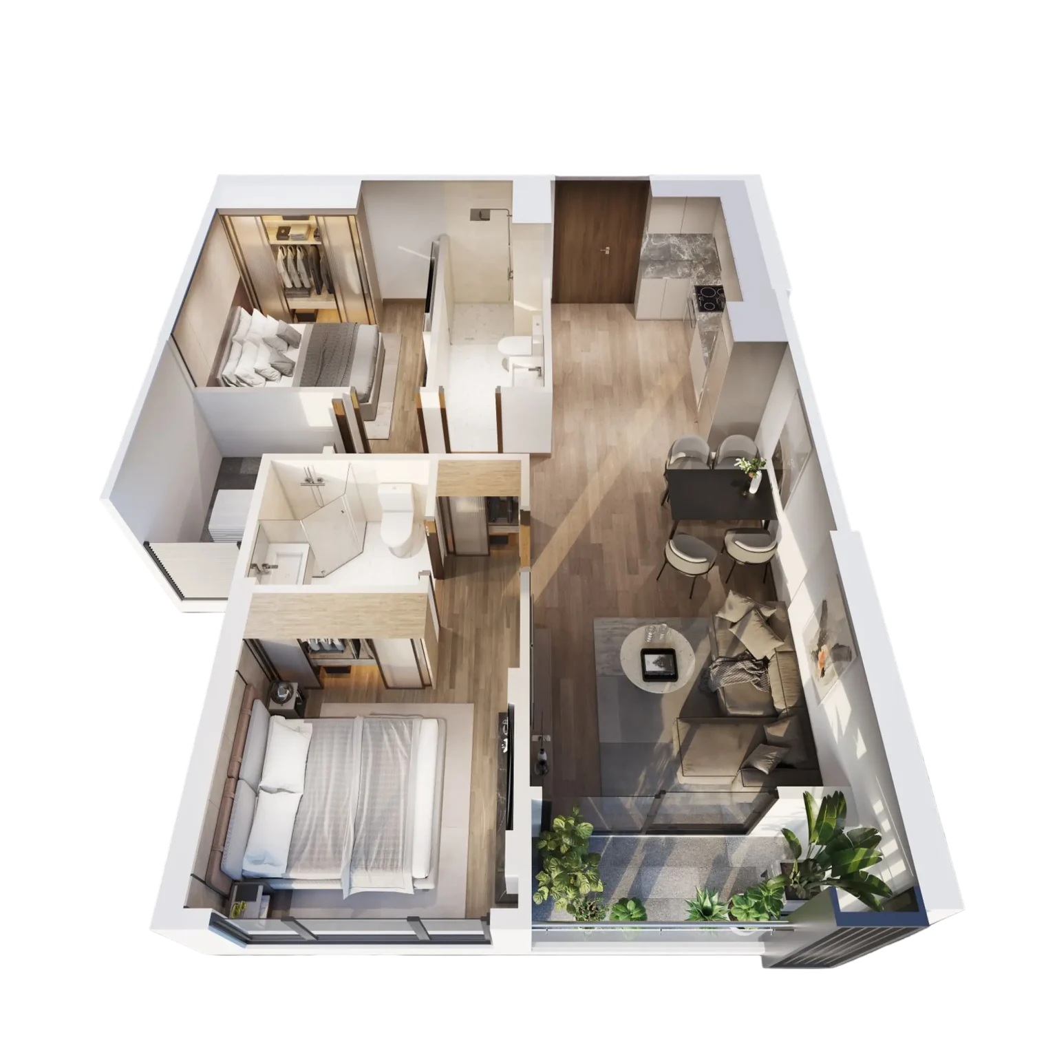 Căn hộ 2 ngủ chung cư Masteri Grand Coast Vinhomes Ocean Park 2