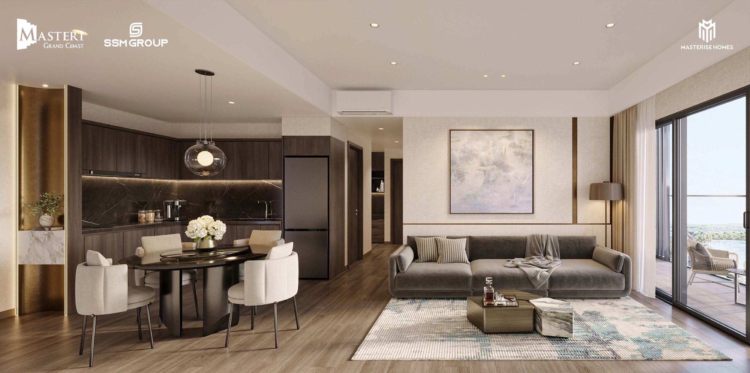 phòng khách căn hộ Masteri Grand Coast