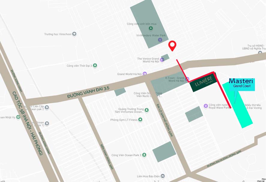 tuyen duong tu chung cu Masteri Grand Coast vinhomes ocp2 den song Venice grand world