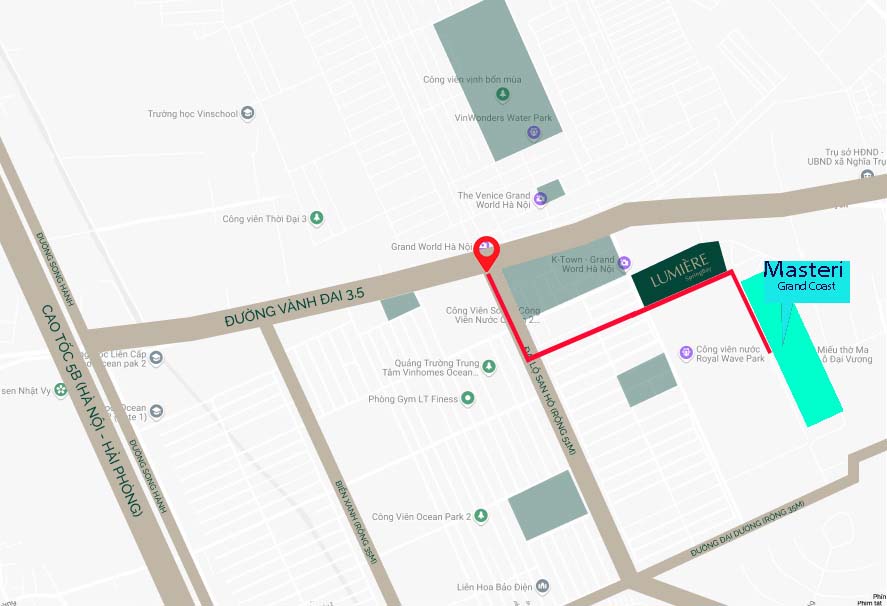tuyen duong tu chung cu Masteri Grand Coast vinhomes ocp2 den vincom mega mall