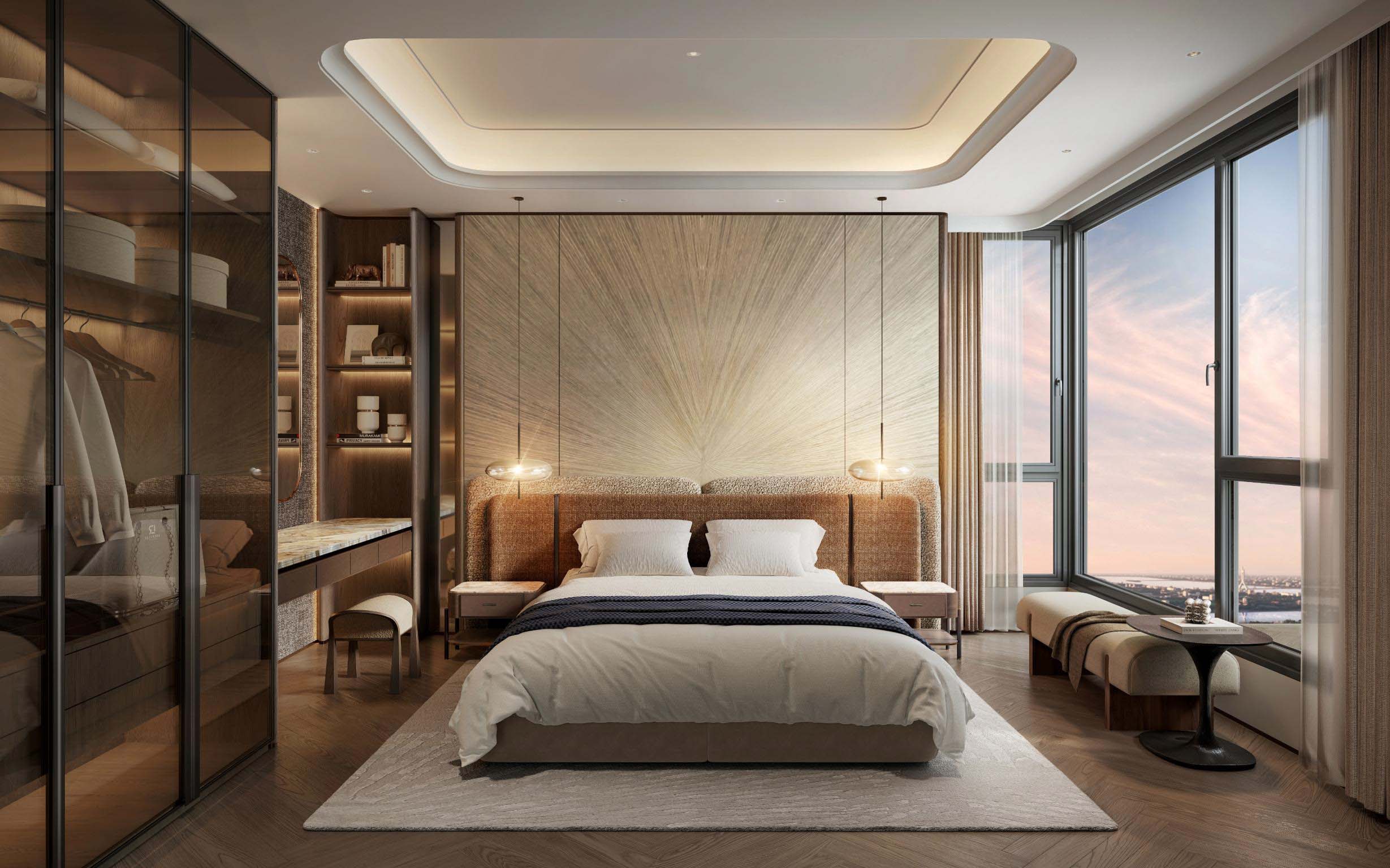 không gian phòng ngủ căn hộ Lumiere Essence Peak